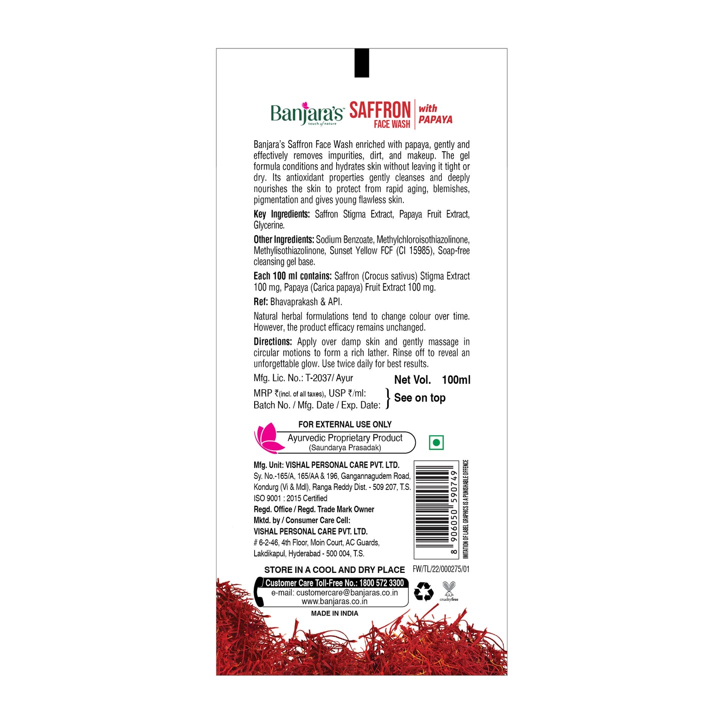 Banjara's Saffron Face Wash with Papaya