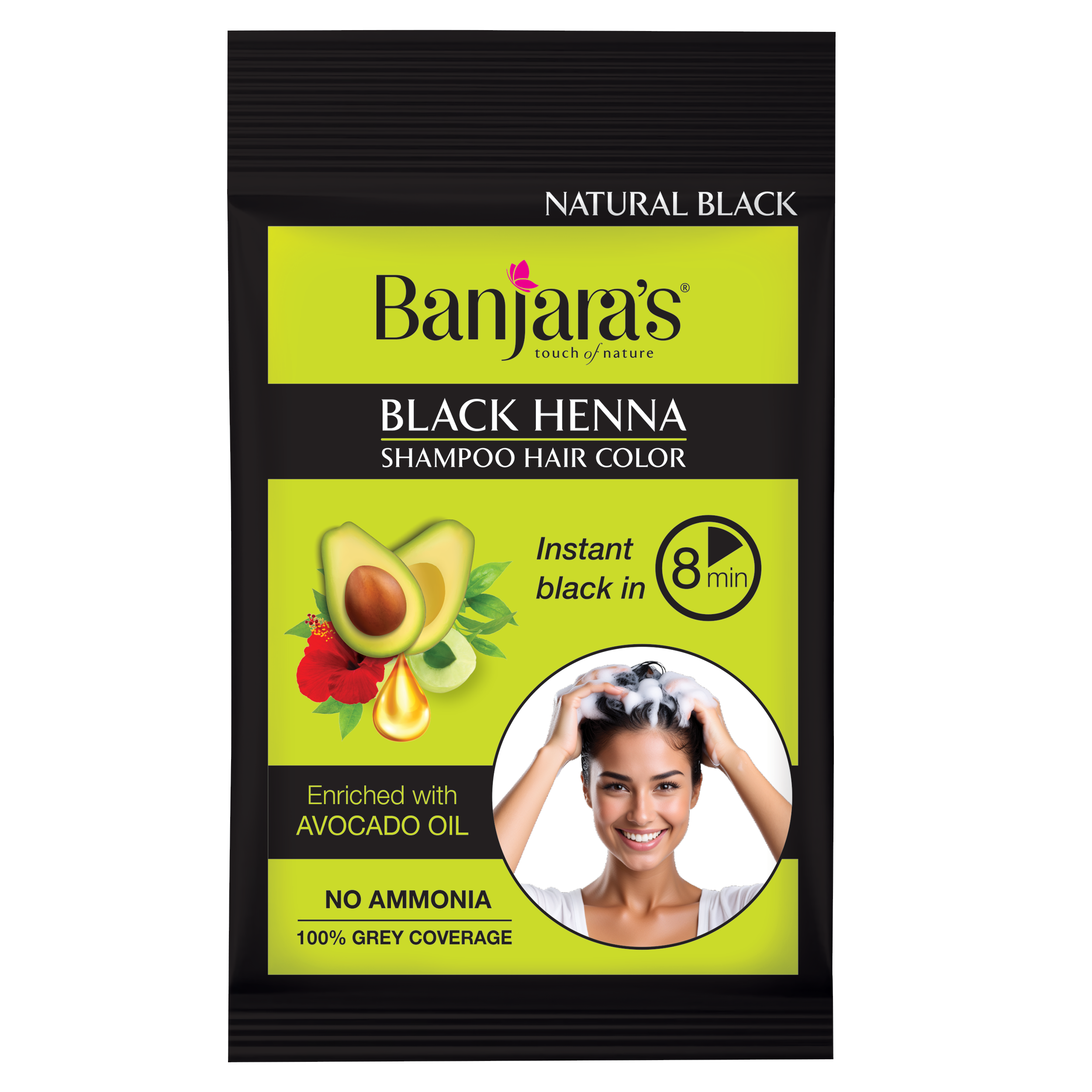 Banjara's Black Henna Shampoo Hair Color | Enriched with Avocado