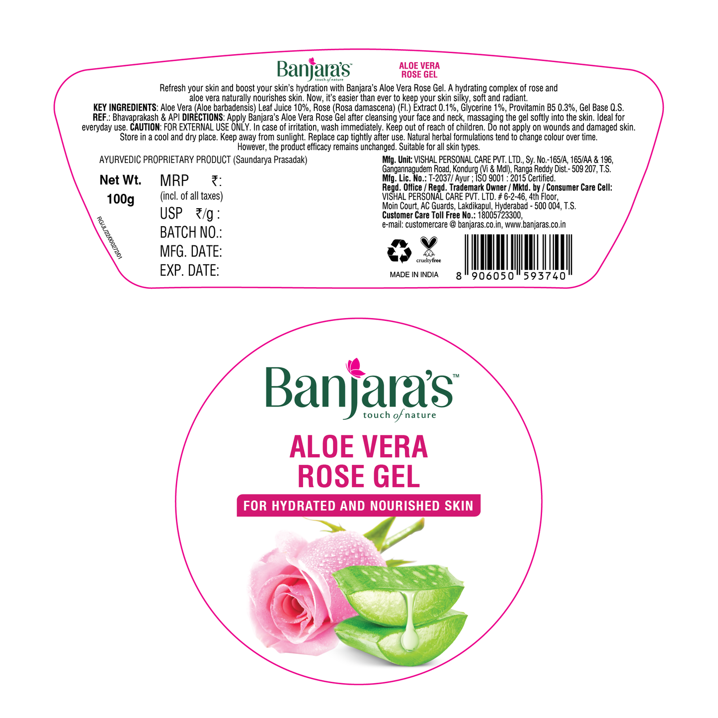 Banjara's Aloe Vera Rose Gel - 100g