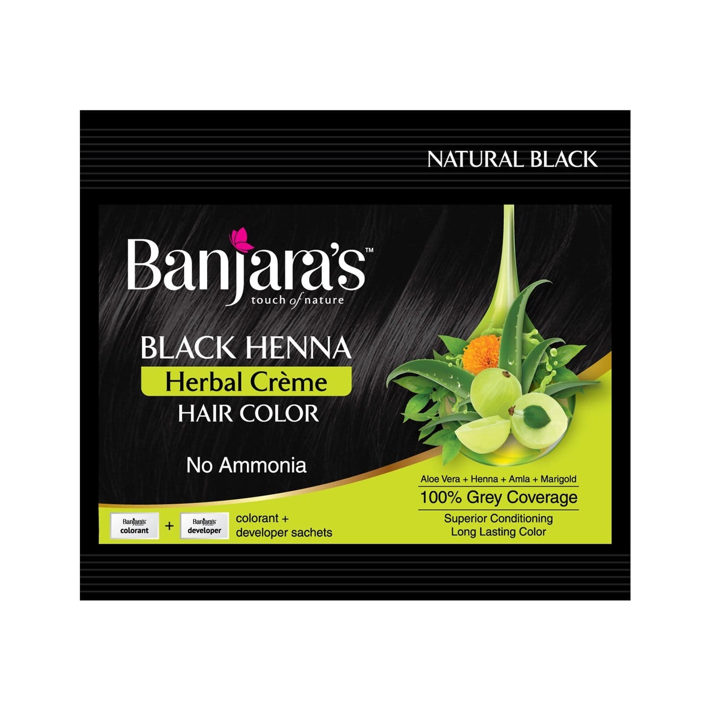 
                  
                    Banjara's Black Henna Herbal Creme Hair Color (20g+20ml)
                  
                