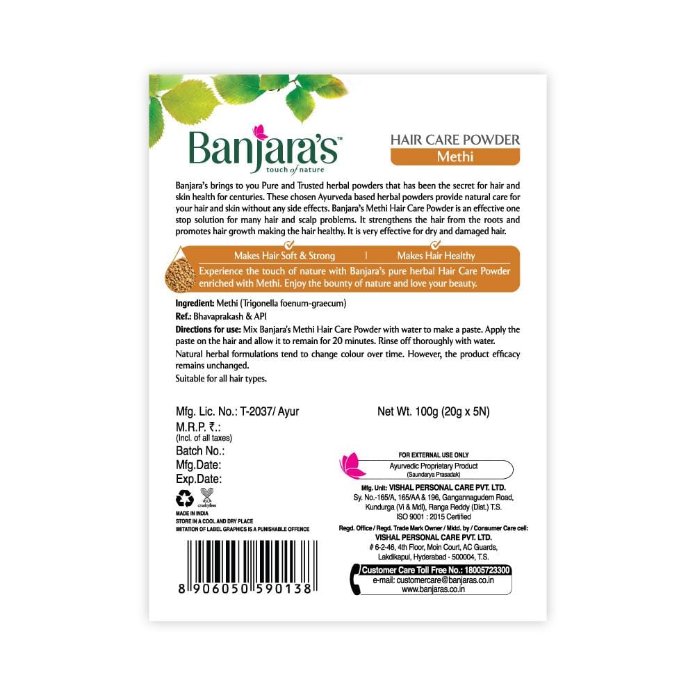 
                  
                    Banjara's Methi Hair Care Powder - 100g (5*20g)
                  
                