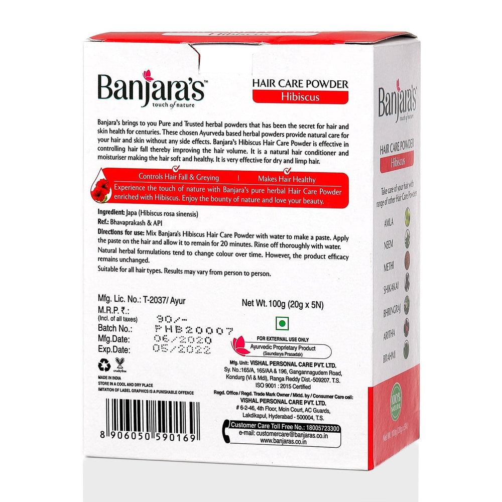 
                  
                    Banjara's Hibiscus Hair Care Powder - 100g (5*20g)
                  
                
