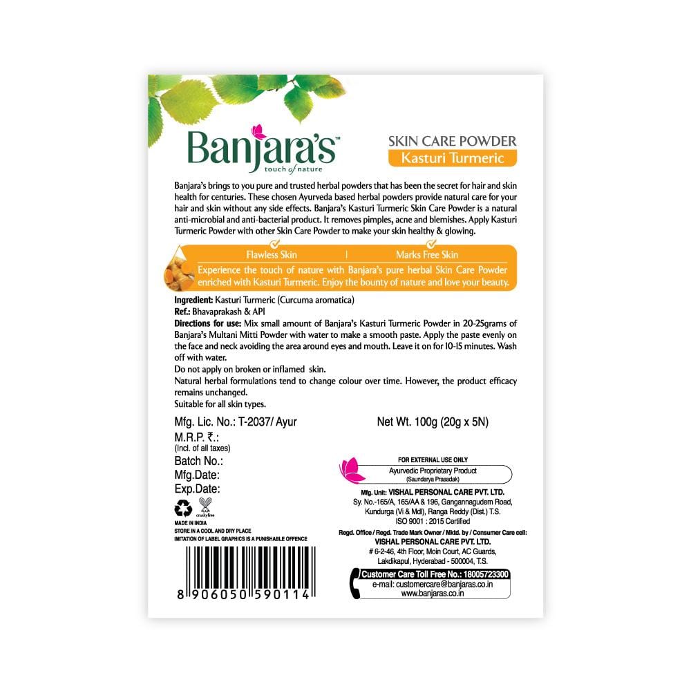 
                  
                    Banjara's Kasturi Turmeric Skin Care Powder - 100g (5*20g)
                  
                